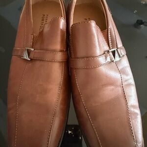 Boys Brown Leather Slip-On Loafers size 4